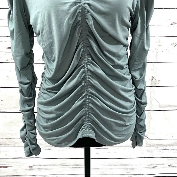Joie Sage Green Ruched Blouse - Picture 6 of 16